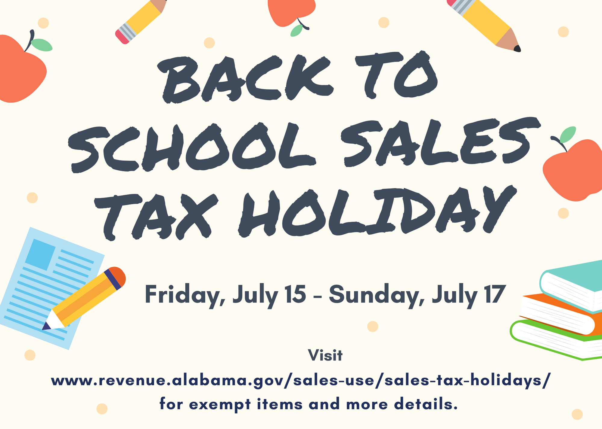 BacktoSchool Sales Tax Holiday Lake Guntersville Chamber