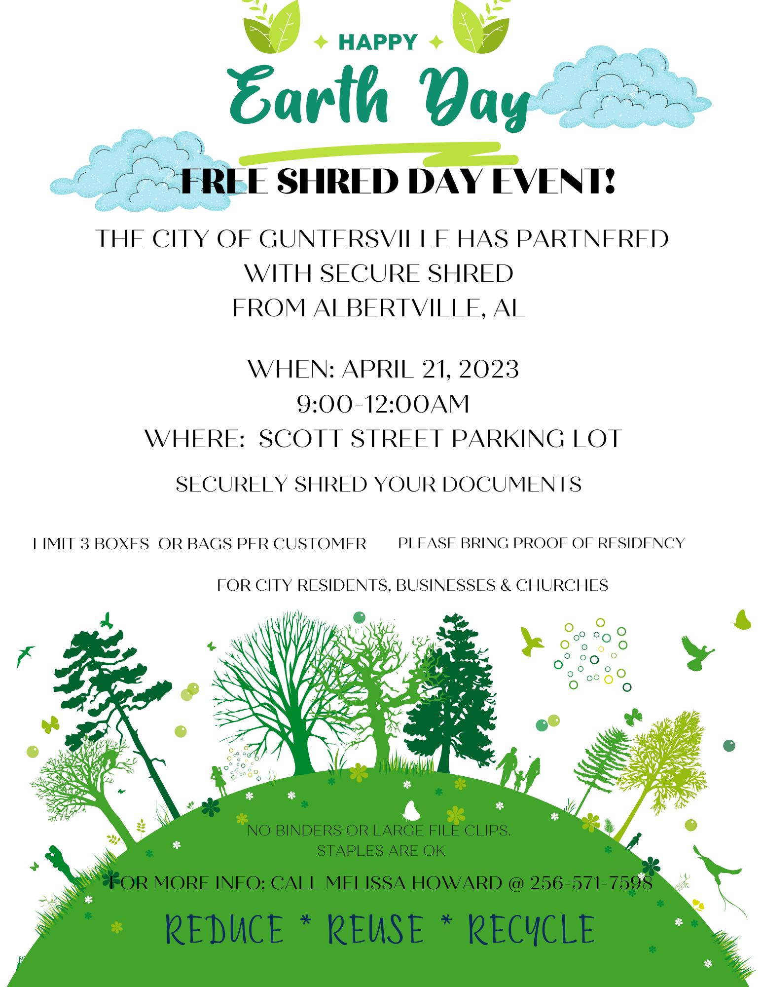 Earth Day Shred Day Event, by City of Guntersville Lake Guntersville