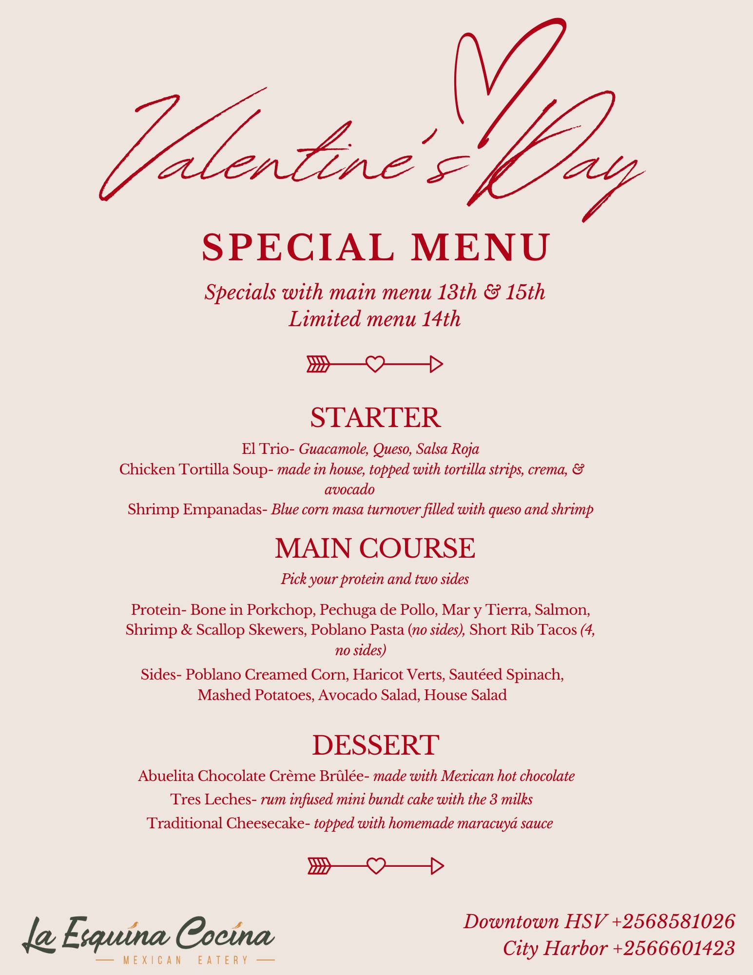 DATE: Friday, February 14
TIME: 6:00 - 9:00 pm
LOCATION: La Esquina Cocina, 2491 Paddle Wheel Dr
DETAILS: Planning where to take your Valentine? Get serenaded by Tomas Gorrio 6-9P City Harbor at Lake Guntersville. Limited menu on Friday, 2/14. Reservations recommended. Please call 256-660-1423.